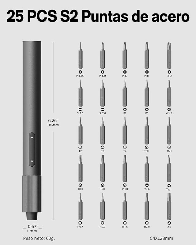 Destornillador Eléctrico Mini 25 en 1, Kit 3.7V Precisión