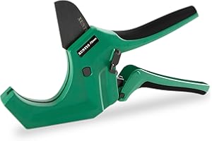 XUNTUI Ratcheting PVC Pipe Cutter- for up to 3-inch OD(Sch 40/80 Pipe) | SKD5 Steel Blade | Professional Plumbing Tool for DIY, Gardening，Plumber(Dark Green,75MM)