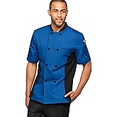 Men's Chef Coat Short Sleeve - Professional Chef Jacket with Breathable Mesh Side Panels & 2 Pockets for Culinary Essentials