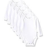 Hanes Baby Long Sleeve Bodysuit, Ultimate Flexy Bodysuits Boys & Girls, 5-Pack