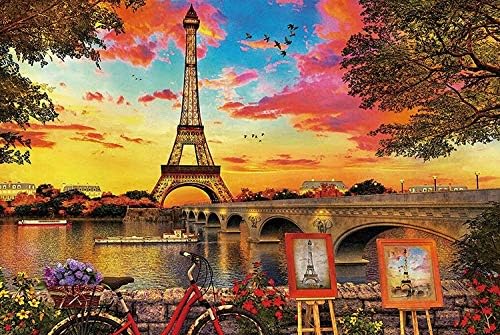 Skwenp Jigsaw Puzzle 1000 Piece Wooden Puzzle, Eiffel Tower, France, for Teenagers and Adults,Very Good Educational Game，Plane Puzzle, Wooden Puzzle，Birthday Present & Holiday Gift