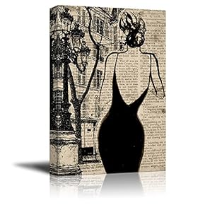 Canvas Wall Art - Sketch of Sexy Back of a Graceful Lady on Vintage Background - Giclee Print Gallery Wrap Modern Home Art Ready to Hang - 12x18 inches
