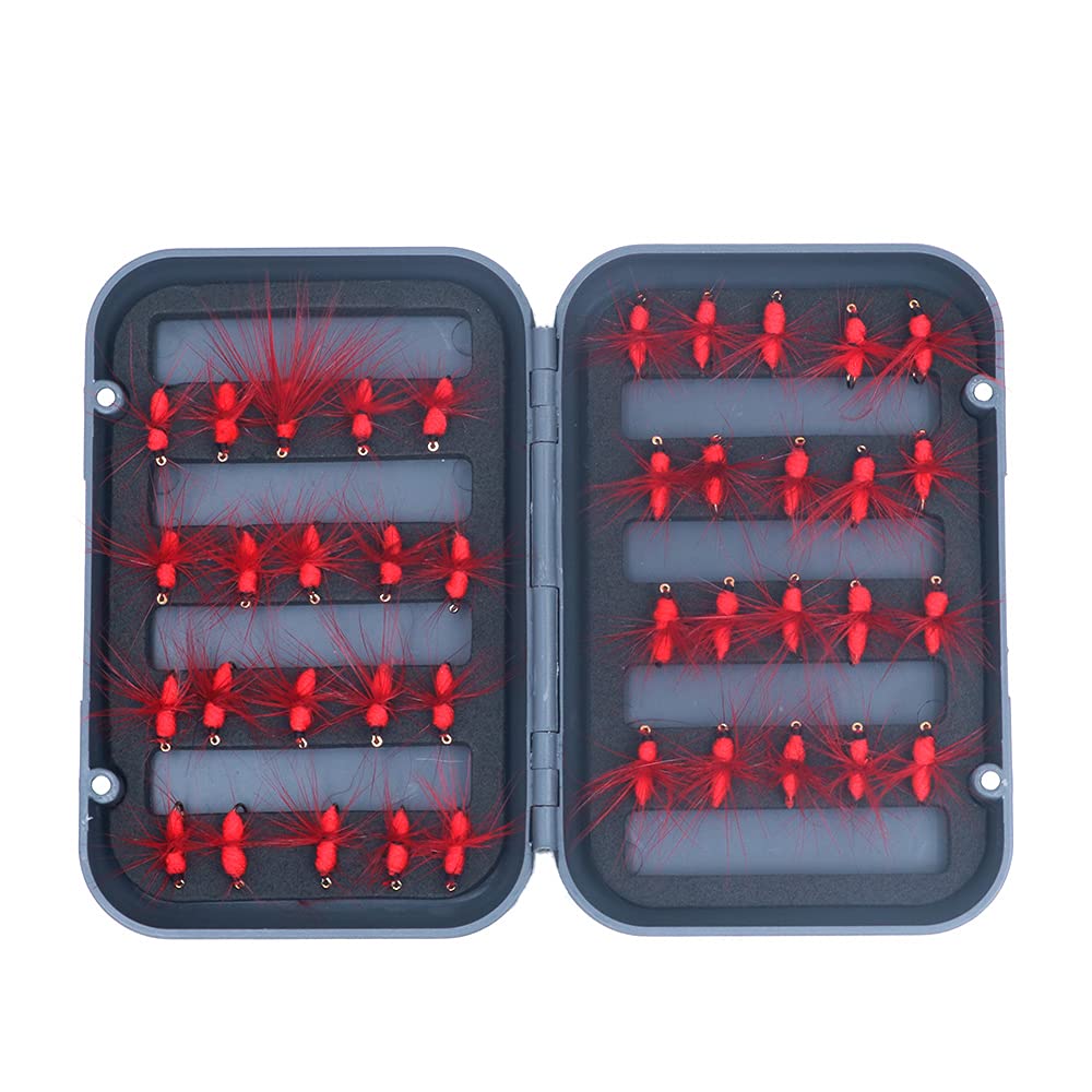 ANCLLO 40Pcs Red Ant Fishing Flies Kit Trout Salmon Flies Fly Tackle Set Box Fly Fishing Lure Ant Fly Set