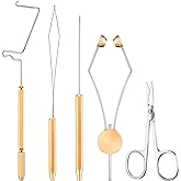 5 Pcs Fly Tying Tools Set, Stainless Steel Bobbin Whip Finisher Scissors | Stainless Steel Fishing Lure Making Tools, Complete Set Includes Holder and Arrow Scissors, For Anglers and Crafting