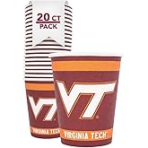 Desert Cactus Virginia Tech Paper Cups VT Hokies 20 Count 9 Ounce Cold Beverage Cups for Tailgates, Graduation and Events (Design A)