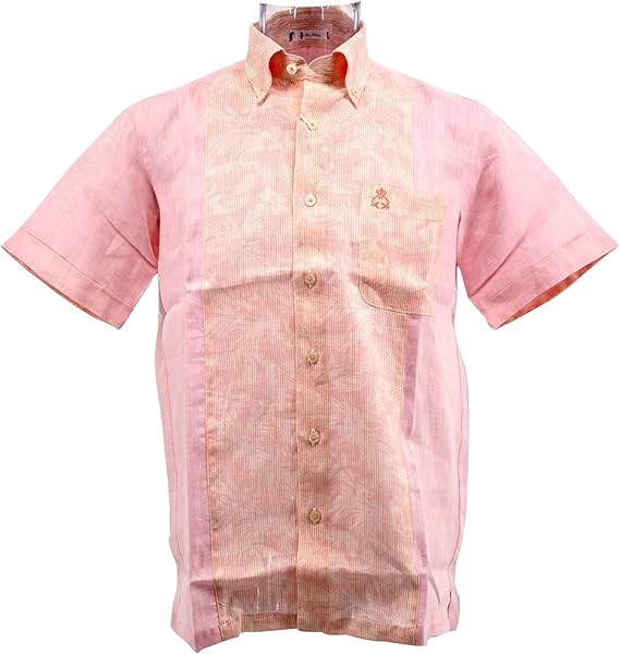 Amazon ジーゲラン ボタンダウンシャツ 半袖 リネン メンズ 男性 ピンク 46 M サイズ 日本製 春夏 シャツ 通販