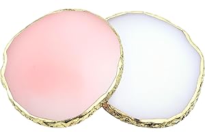 TKYZMS 2Pcs Resin Nail Art Palette,Nail Polish Palette,Gold Edge Nails Holder Display Board,Cosmetic Mixing Tools for Nails Art(White,Pink)
