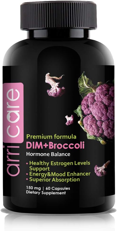 DIM Supplement with Broccoli Extract - Natural Hormone Balance Support for Women and Men - Estrogen Blocker - Diindolylmethane Pills - 60 Vegetarian Capsules