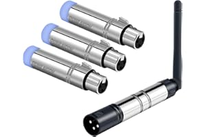 OUNS MOON Wireless DMX Transmitter, 2.4G DMX512 1 Male Transmitter & 3 Female Receivers, for DMX Light Controller, DJ Equipment, LED Stage, Bar, Disco, Theater, Concert, PAR Effect Lamp, Black