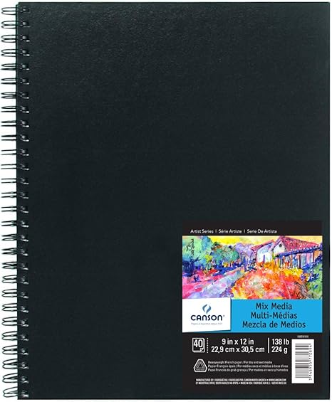 Canson Art Book Mix Media 100516110 Carnet A Spirale Papier A Dessin Blanc 40 Feuilles 224 G 22 9 X 30 5 Cm Couverture Noir Amazon Fr Fournitures De Bureau