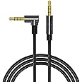 CableCreation 3.5mm Aux Cord 3FT/0.9m, Right Angle TRRS 3.5MM Male to Male Auxiliary HiFi Stereo Cable with Silver-Plating Copper Core for iPhones, Tablet, Headphones, Speakers, Laptops, Black