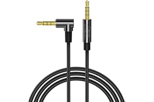 Aux Cable, CableCreation 3.5mm TRRS Audio Cable Male to Male, 90 degree Angle HiFi Stereo with 24K Gold-Plated Connectors, su