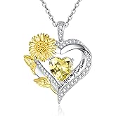 AENEAS Sunflower Necklaces for Women Sterling Silver You Are My Sunshine Necklace Sunflower Birthday Love Heart Mother's Day Gifts for Birthday Mothers Day Christmas Anniversary
