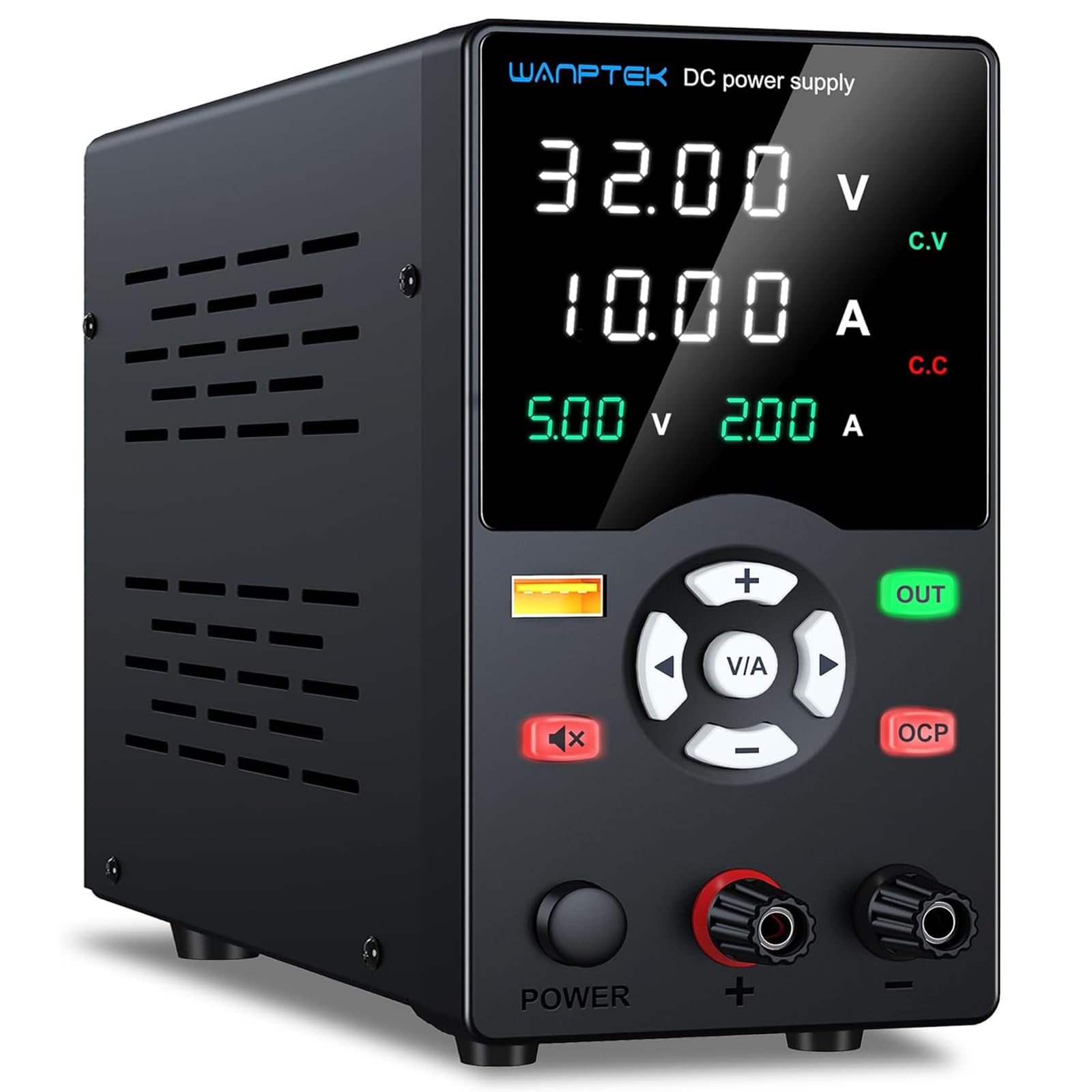 Photo 1 of WANPTEK POWER DC Power Supply Variable 30V 10A Bench Power Supply with Adjustable Button, Benchtop Power Supply with OCP Protection/Output Button/ 18W USB Fast Charge/Mute Mode /4-Digit LED Display