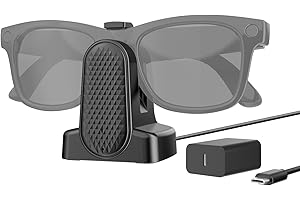 SDFGHJ Charger Stand for Ray-Ban Meta Smart Glasses, Portable Charging Dock for Wayfarer, Headliner, Skyler, Oakley Meta HSTN with 3.3 ft Cable Type C Charger, Charger Station for Meta Glasses RayBan (Black)