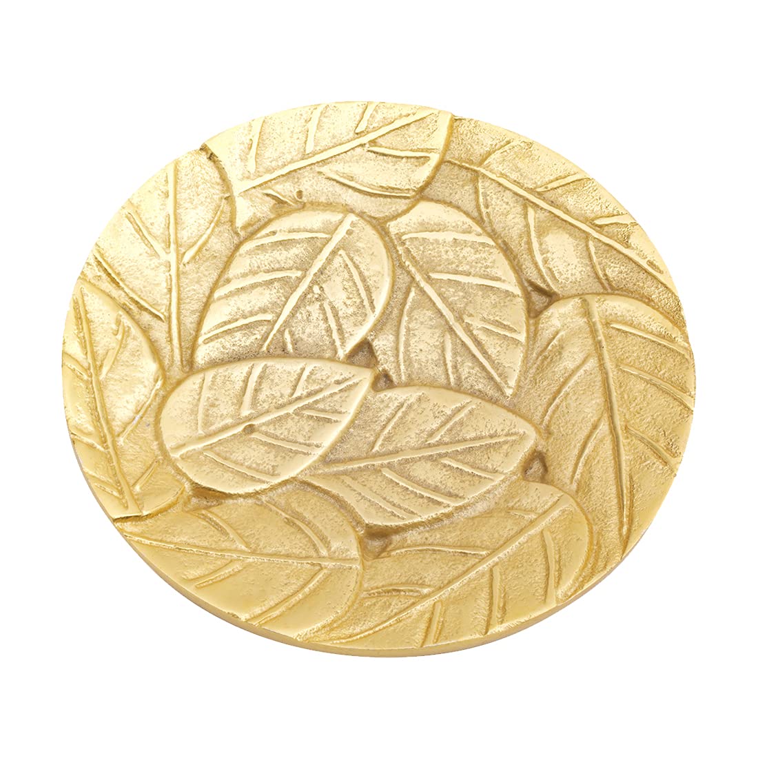 NKlaus Rustic Candle Plate Leaf Bowl Ø12cm Aluminium gold Coaster Decoration 10350