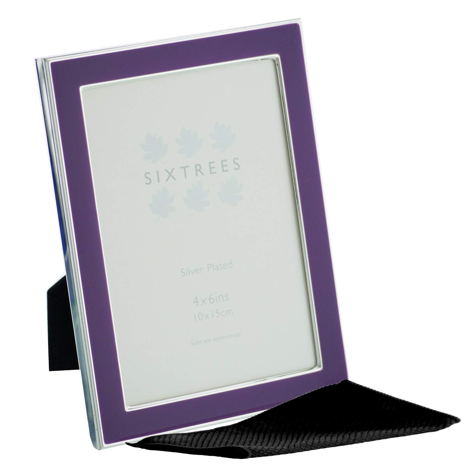 Kew Sixtrees 2-698-46 Silver Plated and Purple Enamel 6x4 inch Photoframe complete with Microfibre Polishing Cloth.