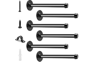 GREEMOV 6 Pack Pipe Shelf Brackets 12 Inch, Industrial Iron Pipe Floating Shelves Bracket Heavy Duty Metal Shelving Brackets for DIY Shelves