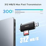 UGREEN SD Card Reader 4.0 USB-C & USB 3.0 312MB/s SD/TF Dual Slot Black view 2