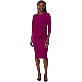 Adrianna Papell Women's Knit Crepe TIE Waist Sheath, Wildberry