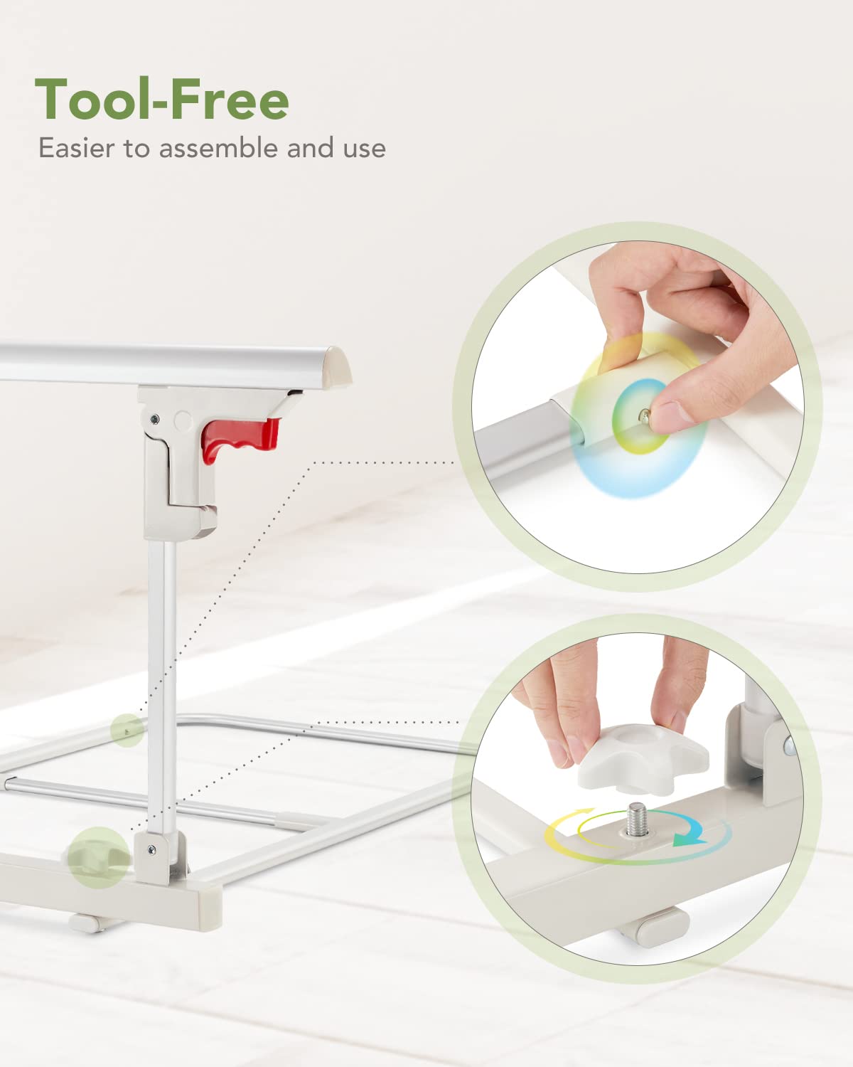 OasisSpace Bed Safety Rail - Folding Bed Rail for Elderly Adults, Bed Guards for Seniors, Bed Assist Handle for Preventing Falling, Fit King, Queen, Full, Twin, 28.5x16
