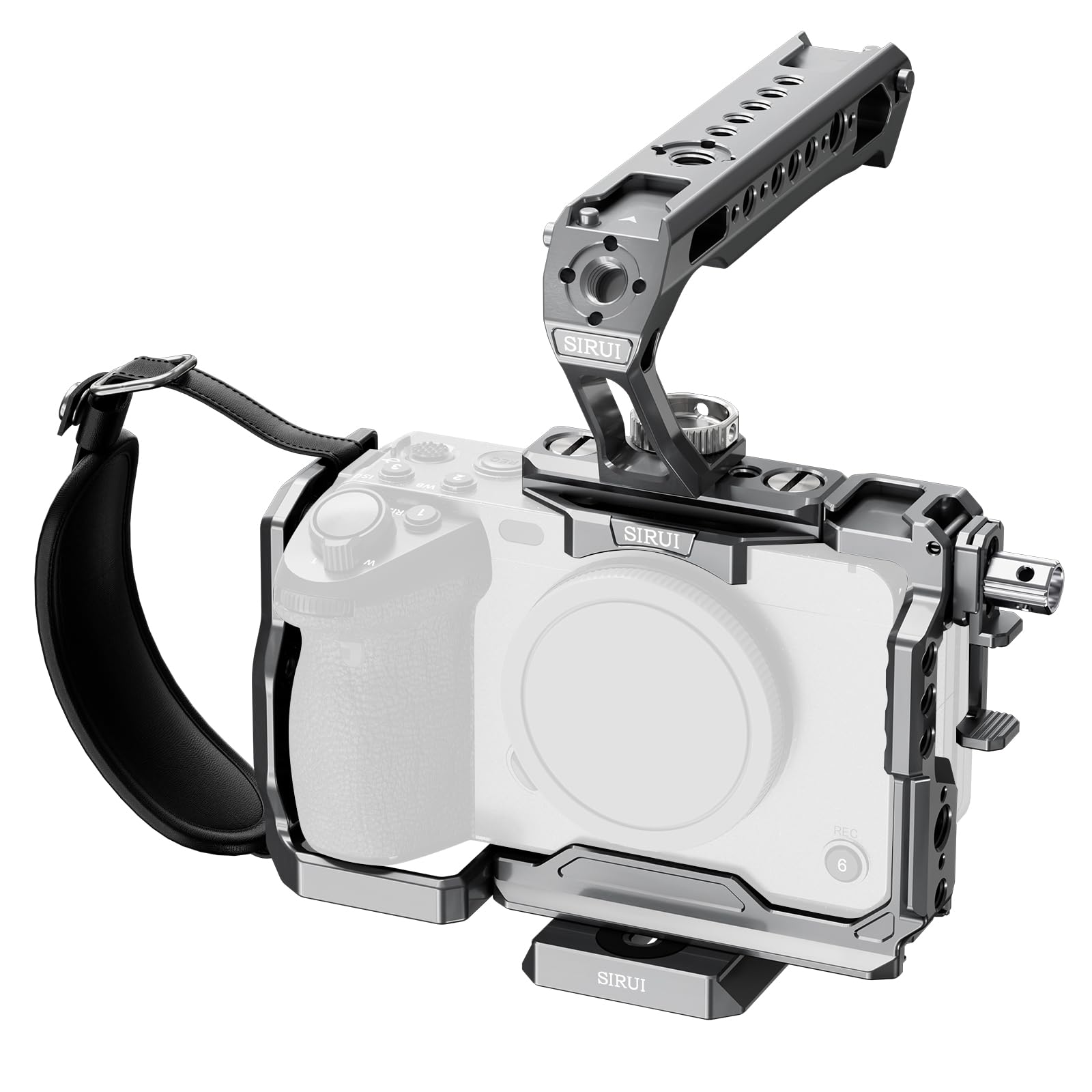 SIRUI FX30 FX3 Cage with Top Handle, Complete Camera Cage Kit for Sony FX3 FX30, with HDMI Cable Clamp, 1/4''-20 Threaded Holes, for ARRI 3/8''-16 Holes, Compatible with Original XLR Handle(Grey)