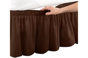 Jupe de lit plissée anti-poussière à trois côtés en coton égyptien élastique pour lits simple/double, grands lits et très gra