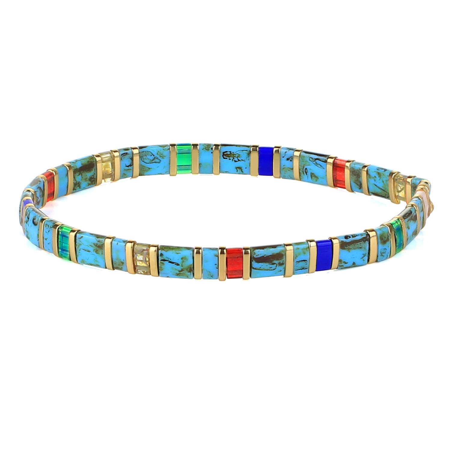 KELITCH Tila Miyuki Beads Bracelets Colorful Strand Stretch Bracelets Mixed Friendship Jewelry - 8F