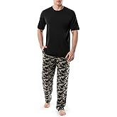 Fruit of the Loom Men's Big & Tall Fleece Plaid Sleep Pant and Tee Set