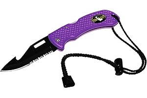 Saekodive Nami Folding Knife - Wrist Lanyard, Saltwater Resistant - Scuba Diving, Spearfishing, Fishing, Hunting, Camping Gear (Purple/S.S.)