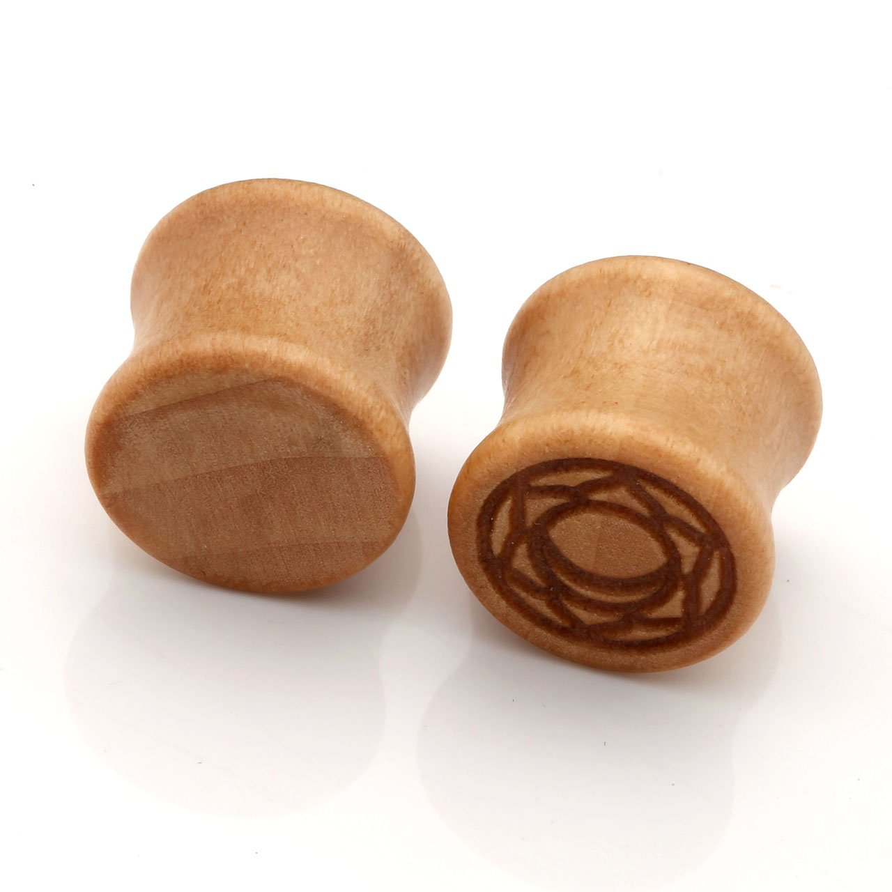 PiercingJ Organic Holz Chakra Plug Set 7 Paare 10-20mm Double Flared Sattel Tunnel Plugs Ohrstecker Ohrpiercing Sahasrara + Ajna + Vishuddha + Anahata + Manipura + Svadhishthana + Muladhara Chakra (Gauge: 10mm)