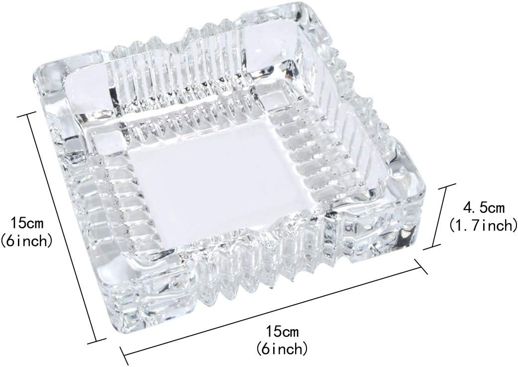 Uotyle Square Crystal Glass Smoking Ashtray - European Living Room Office Bar Indoor Restaurant Decoration - Cigar Ashtray - Men's Gift - Image 3
