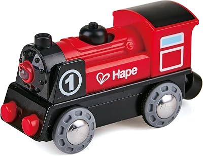 Hape Battery Powered Train Engine No. 1 Red and Black for Ages 3+
