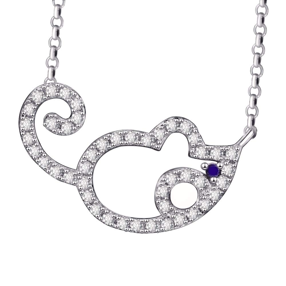 VIKI LYNN Cute CZ Mouse Necklace Animal Chinchilla 925 Sterling Silver Jewelry for Women Girls
