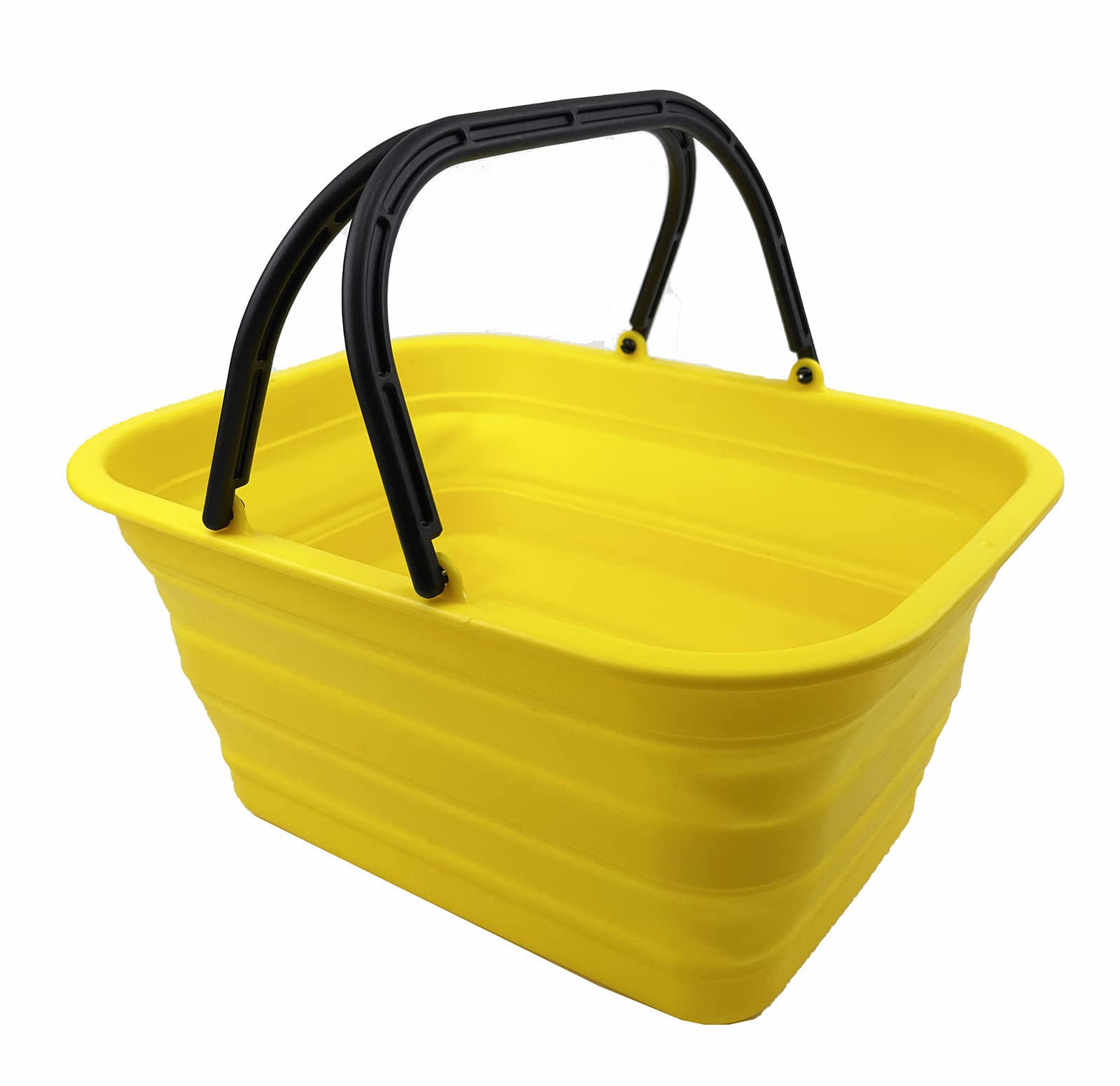SAMMART 12L Collapsible Tub with Handle - Portable Outdoor Picnic Basket/Crater - Foldable Shopping Bag - Space Saving Storage Container (Golden Yellow)