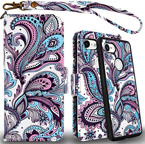 Mefon Google Pixel 3 XL Case Wallet Leather Detachable, with Tempered Glass and Wrist Strap, Enhanced Magnetic Closure, Card Slot, Kickstand, Durable Flip Folio Cases for Pixel 3 XL (Phoenix)