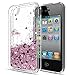 LeYi for iPhone 4S Case,iPhone 4S Liquid Case with HD Screen Protector for Girls Women, Cute Shiny Glitter Moving Quicksand Clear TPU Protective Phone Case Cover for iPhone 4/ 4S/ 4G Rose Gold
