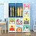 Tespo Portable Clothes Closet Wardrobe for Children and Kids, Cute Cartoon, DIY Modular Storage Organizer, Sturdy and Safe Construction, 12 Deeper Cubes with Hanging Rods (12 Cubes-Blue)