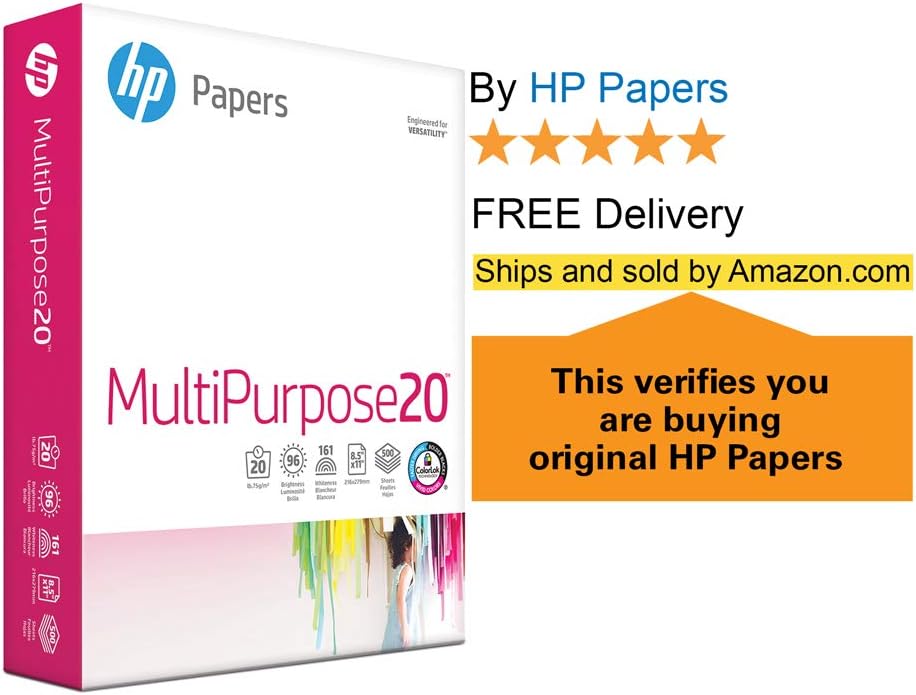 HP Paper Printer 8.5x11 MultiPurpose 20 lb 3 Ream Case 1500 Sheets 96 Bright Made in USA FSC Certified Copy Paper HP Compatible 112300C : Office Products
