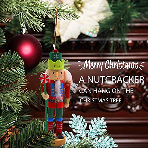 AMOR PRESENT Christmas Nutcracker Ornaments Set, 5PCS Wooden Nutcracker Soldier Hanging Decorations for Christmas Tree Figures Puppet Toy Gifts