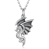 APOTIE Sterling Silver Dragon Necklace 925 Oxidized Flying Wings Pendant Gifts for Women