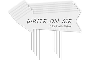 LARREEDE Blank Arrow Signs With Stakes 6 Pack - 17 x 6 Inches Wedding Directional Yard Signs, This Way Arrow Birthday Party Signs