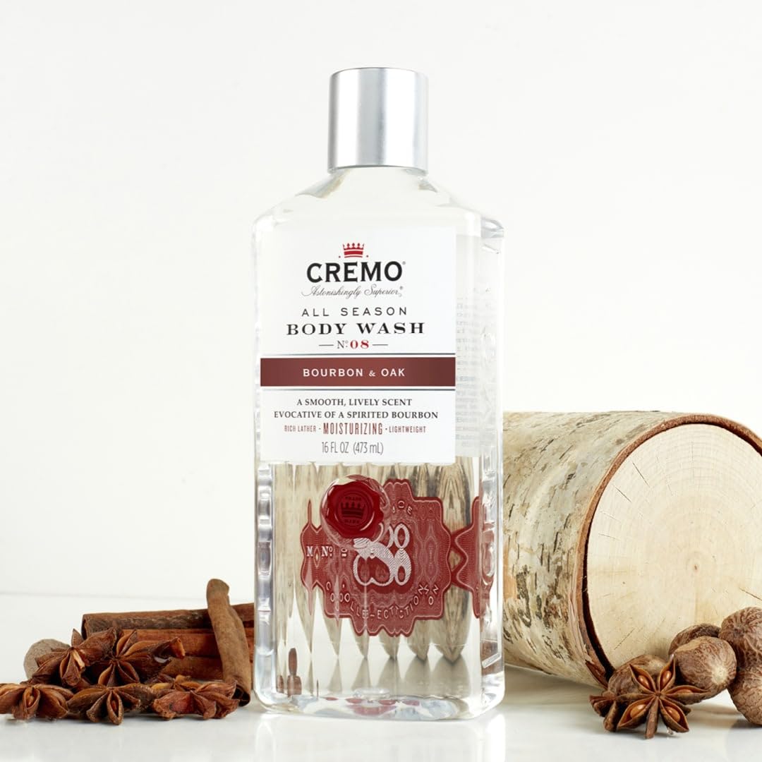 CREMO - All Season Body Wash Für Männer |Feuchtigkeitsspendendes Duschgel Bourbon & Eiche | 473ml 4