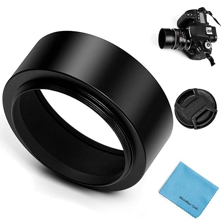 Fotover 46mm Schraube Berg Metall Standard Gegenlichtblende Sonnenblende Streulichtblende mit Center Pinch Objektivdeckel für