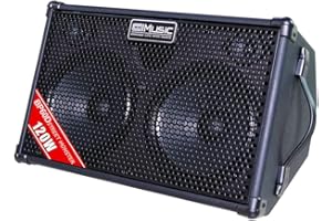 Coolmusic 120W Battery Powered Acoustic Guitar Amplifier with Reverb Chorus Delay Effect, 7 Inputs