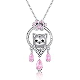 Tiehuoxia Cat Necklace Sterling Silver Animal Teardrop Pendant Jewelry Birthday Gifts for Women Friends Daughter Granddaughter