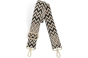 Lekesky Purse Strap Replacement Crossbody, Black Brown Triangular Wavy Stripe Purse Strap for Women, Adjustable Bag Straps Replacement