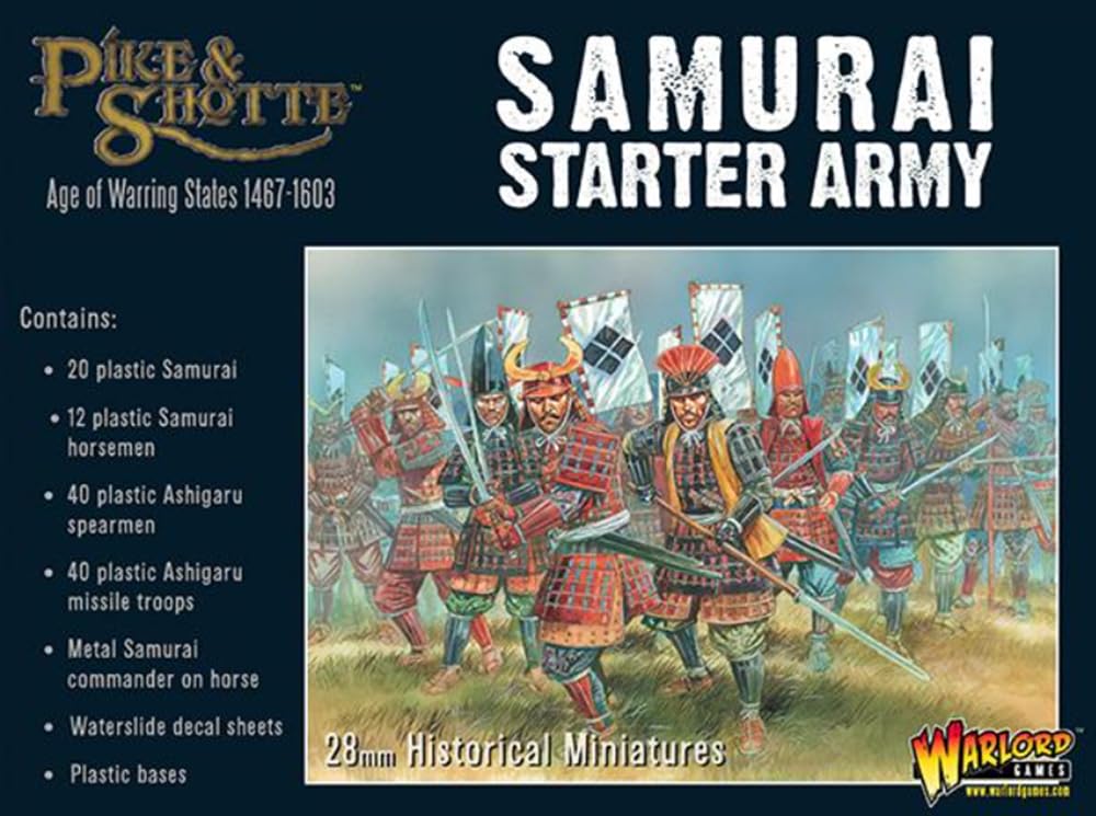 Warlord Games Samurai Starter Army - 28mm Scale Plastic Miniatures for Pike & Shotte Highly Detailed Warring States Era for Table-top Wargaming