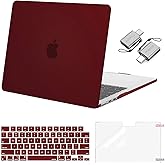 MOSISO Compatible with MacBook Air 13 inch Case 2026 2025 2024 2023 2022 M4 A3240 M3 A3113 M2 A2681,Plastic Hard Shell&Keyboard Cover&ScreenFilm&Type C for MacBook Air 13.6 inch Case, Burgundy