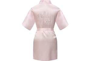 SEALINF Flower Girls' Bridesmaid Pure-Colored Robe with Rhinestones for Bridal Party Wedding Getting Ready